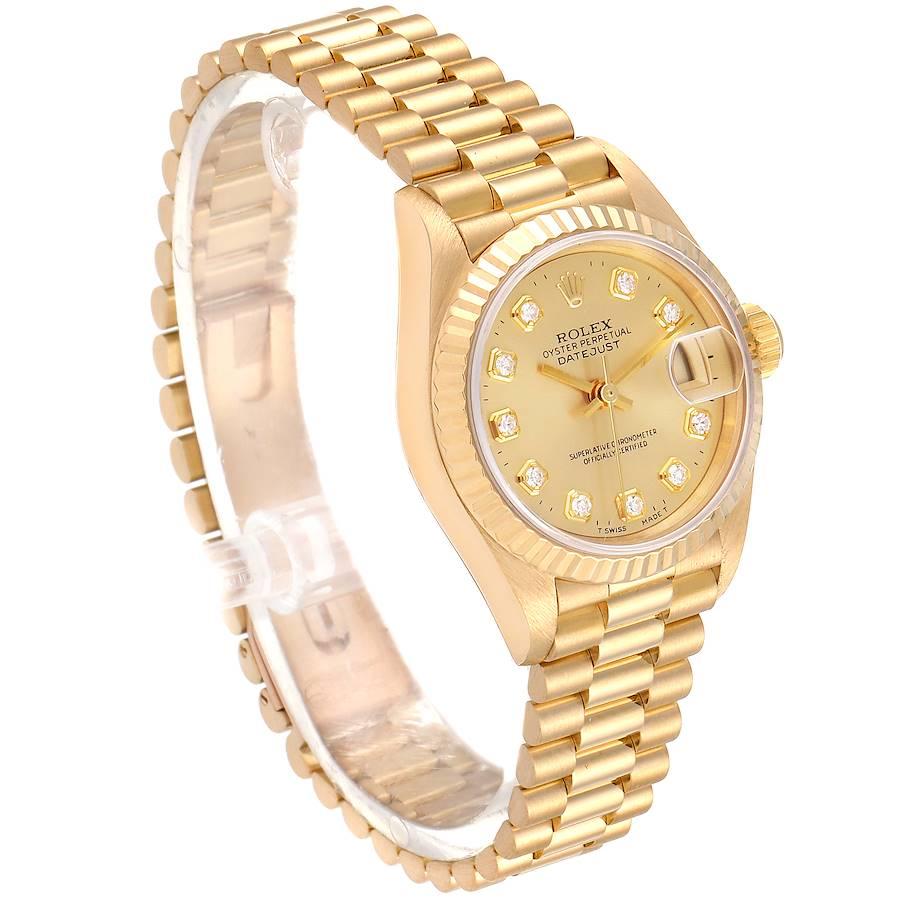 Rolex President Datejust Yellow Gold Diamond Ladies Watch 69178 In Excellent Condition For Sale In Atlanta, GA
