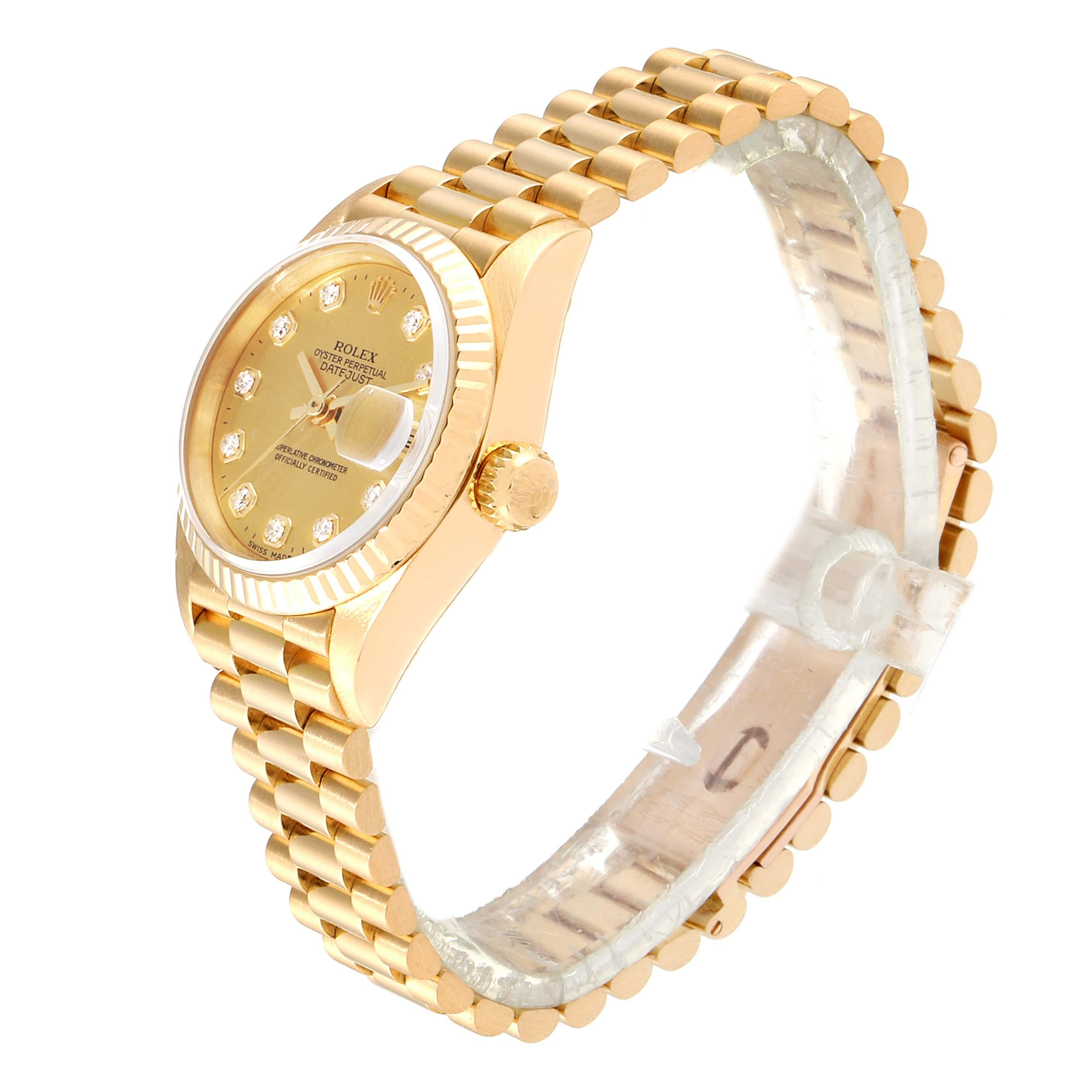 Women's Rolex President Datejust Yellow Gold Diamond Ladies Watch 69178