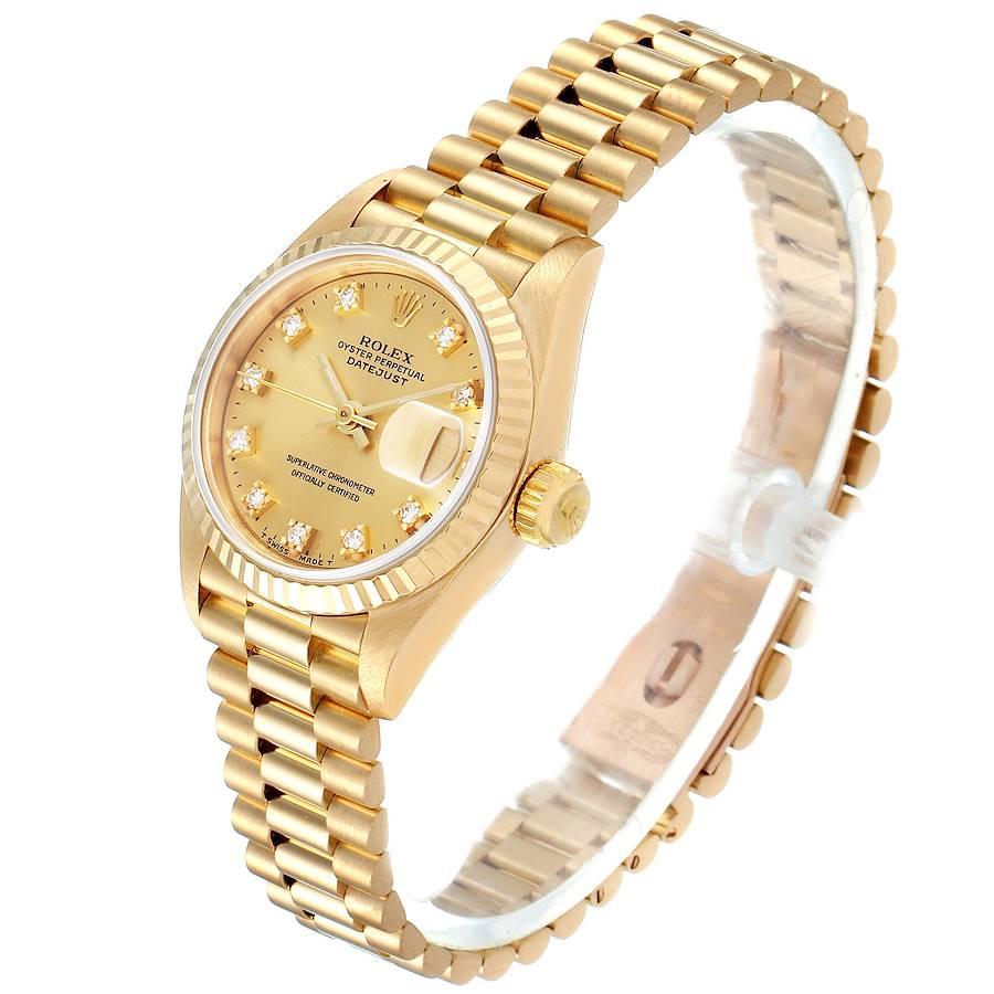 Women's Rolex President Datejust Yellow Gold Diamond Ladies Watch 69178 For Sale