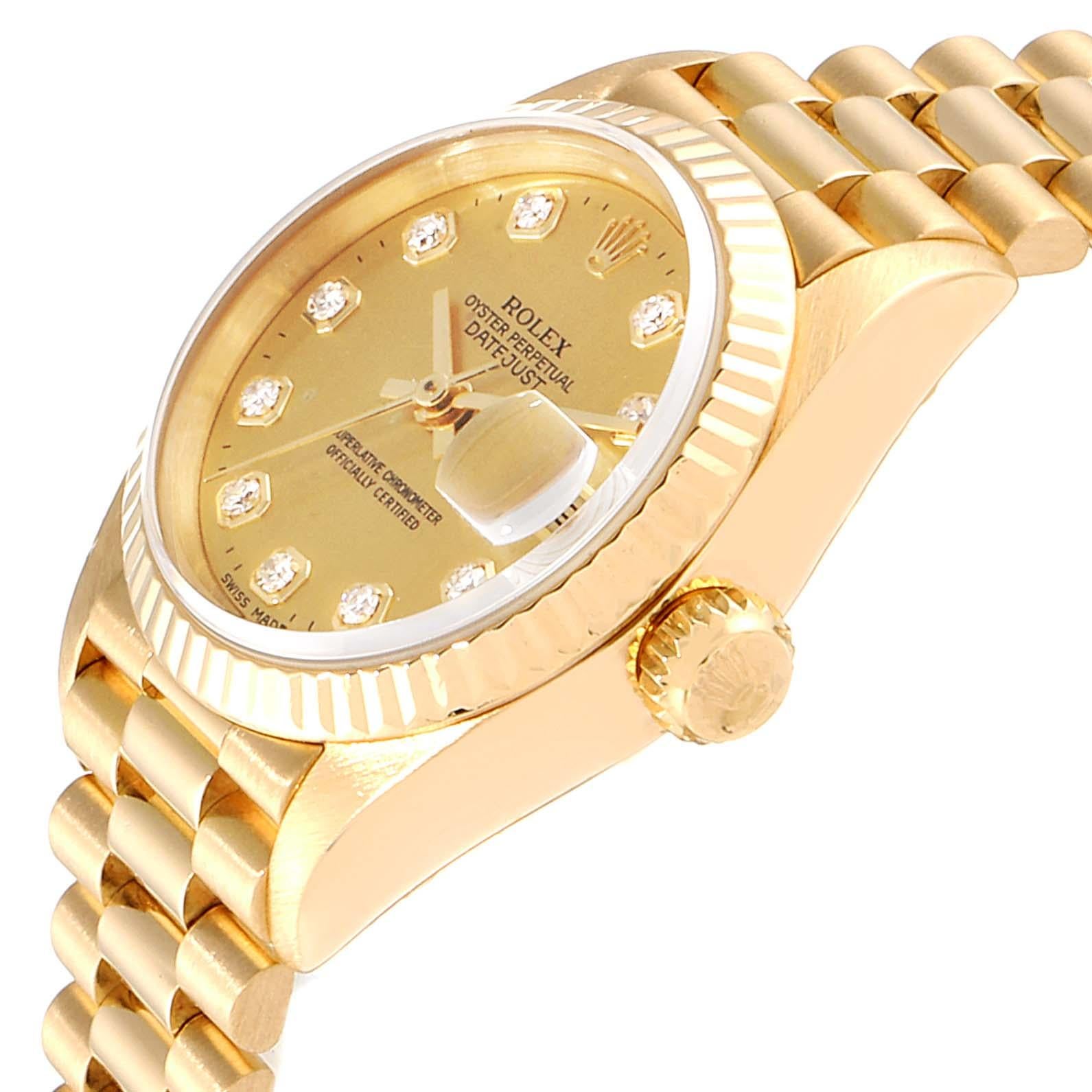 Rolex President Datejust Yellow Gold Diamond Ladies Watch 69178 1