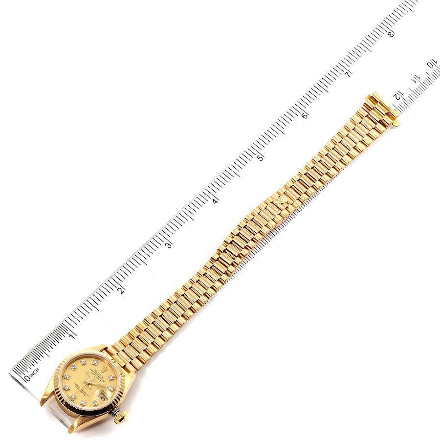 Rolex President Datejust Yellow Gold Diamond Ladies Watch 69178 For Sale 5