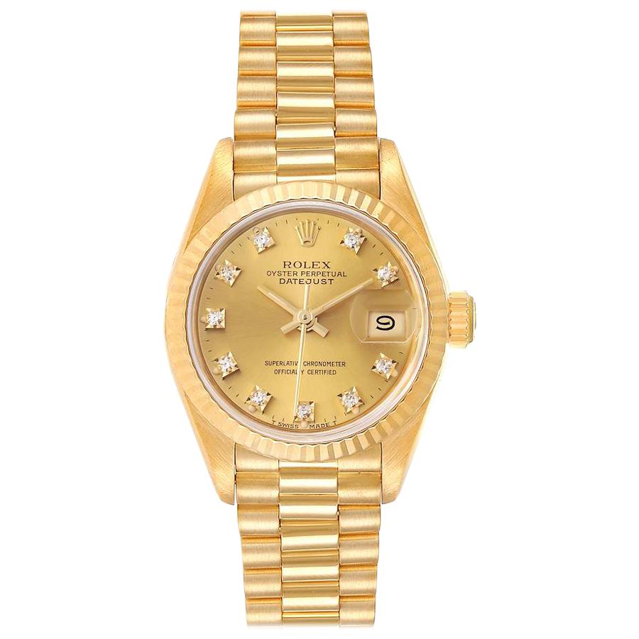 Rolex Montre President Datejust en or jaune et diamants, pour femmes 69178 en vente