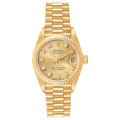 Rolex President Datejust Yellow Gold Diamond Ladies Watch 69178