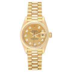 Rolex President Datejust Yellow Gold Diamond Ladies Watch 69178