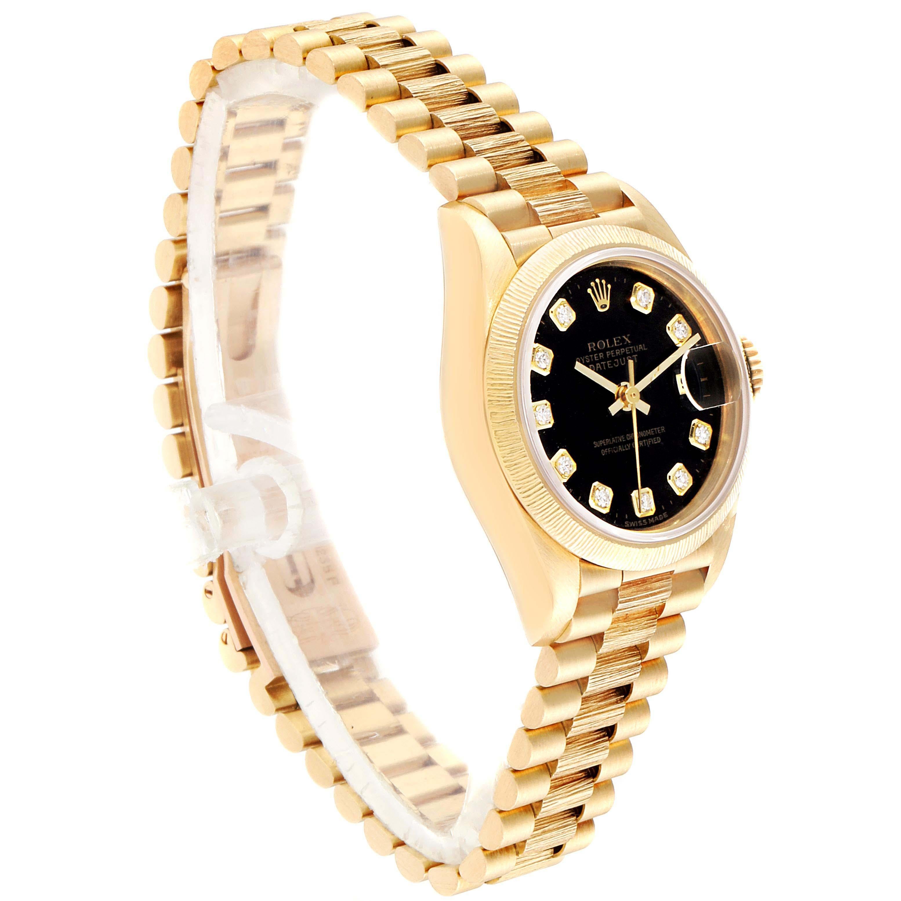Rolex President Datejust Yellow Gold Diamond Ladies Watch 69278 In Good Condition For Sale In Atlanta, GA