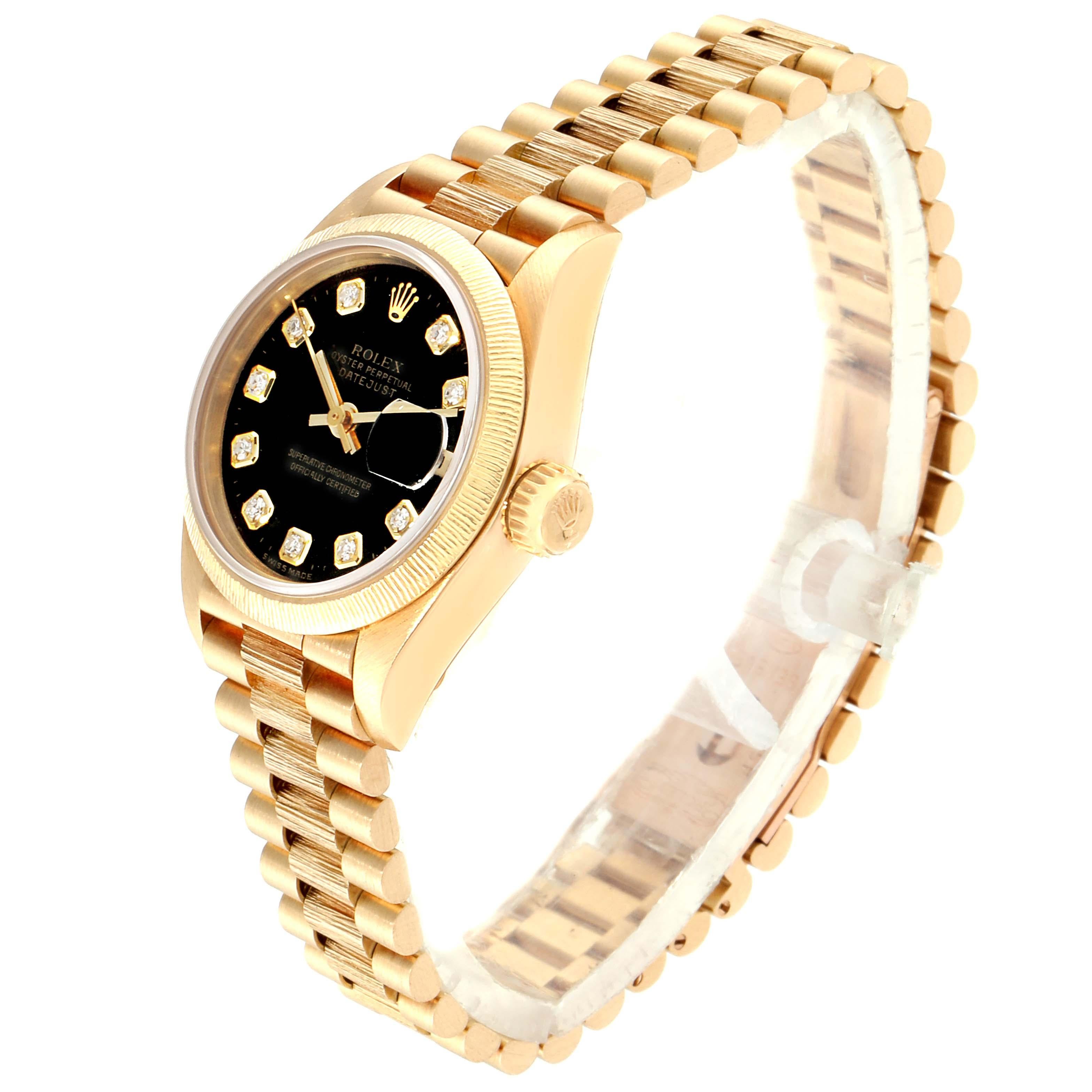 Women's Rolex President Datejust Yellow Gold Diamond Ladies Watch 69278 For Sale
