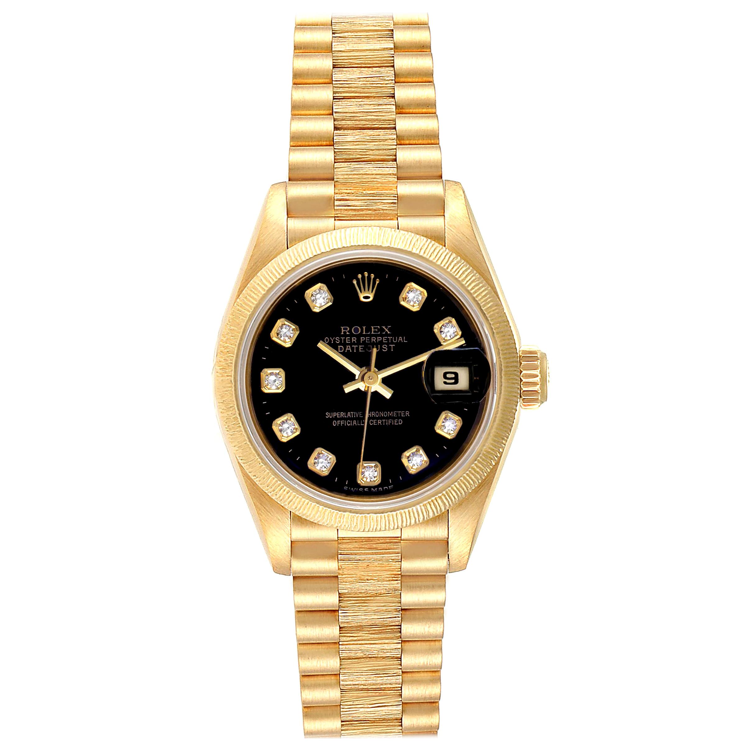 Rolex President Datejust Yellow Gold Diamond Ladies Watch 69278 For Sale