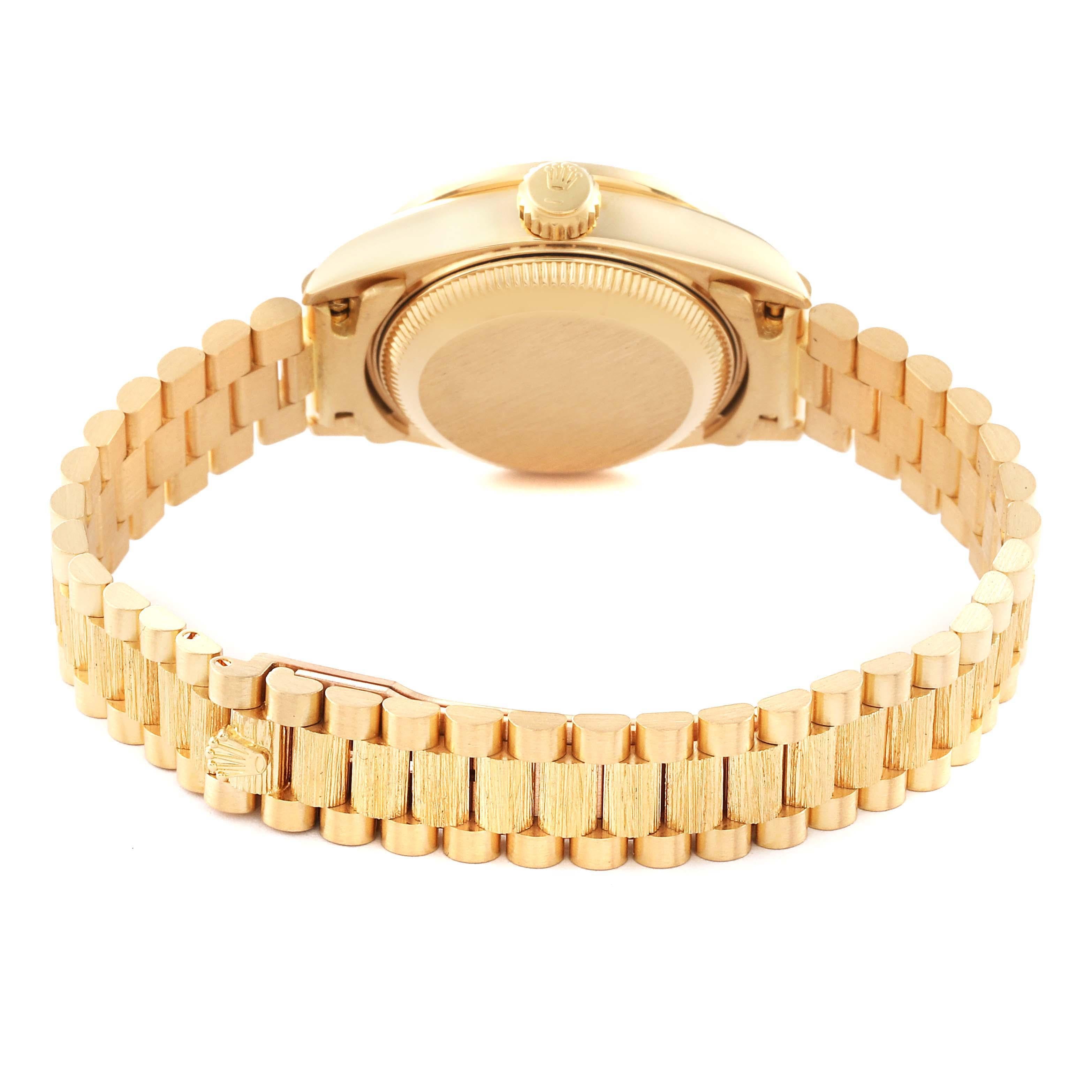 Rolex President Datejust Montre pour femme 69288, en or jaune et diamants en vente 7