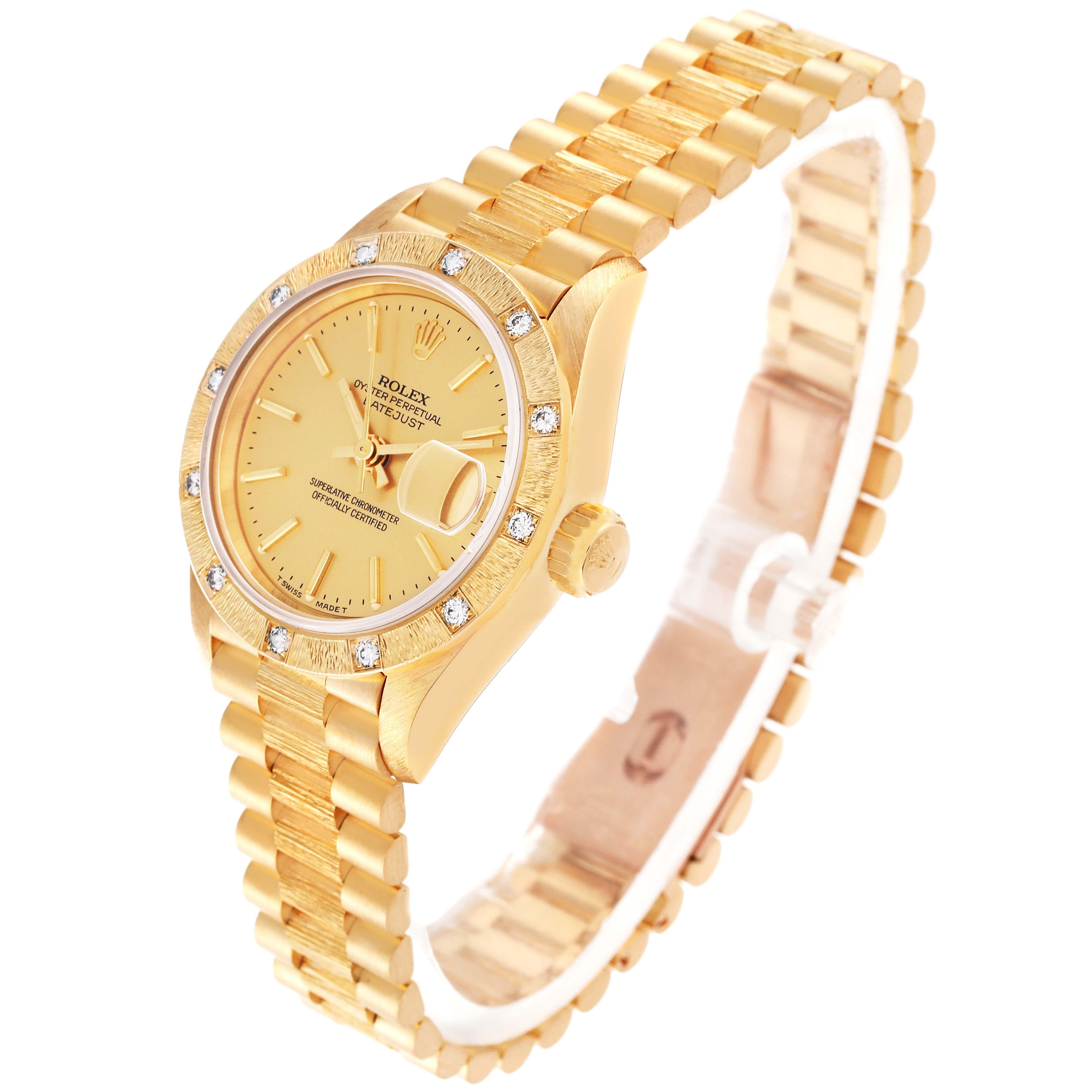 Women's Rolex President Datejust Yellow Gold Diamond Ladies Watch 69288 Box Papers For Sale