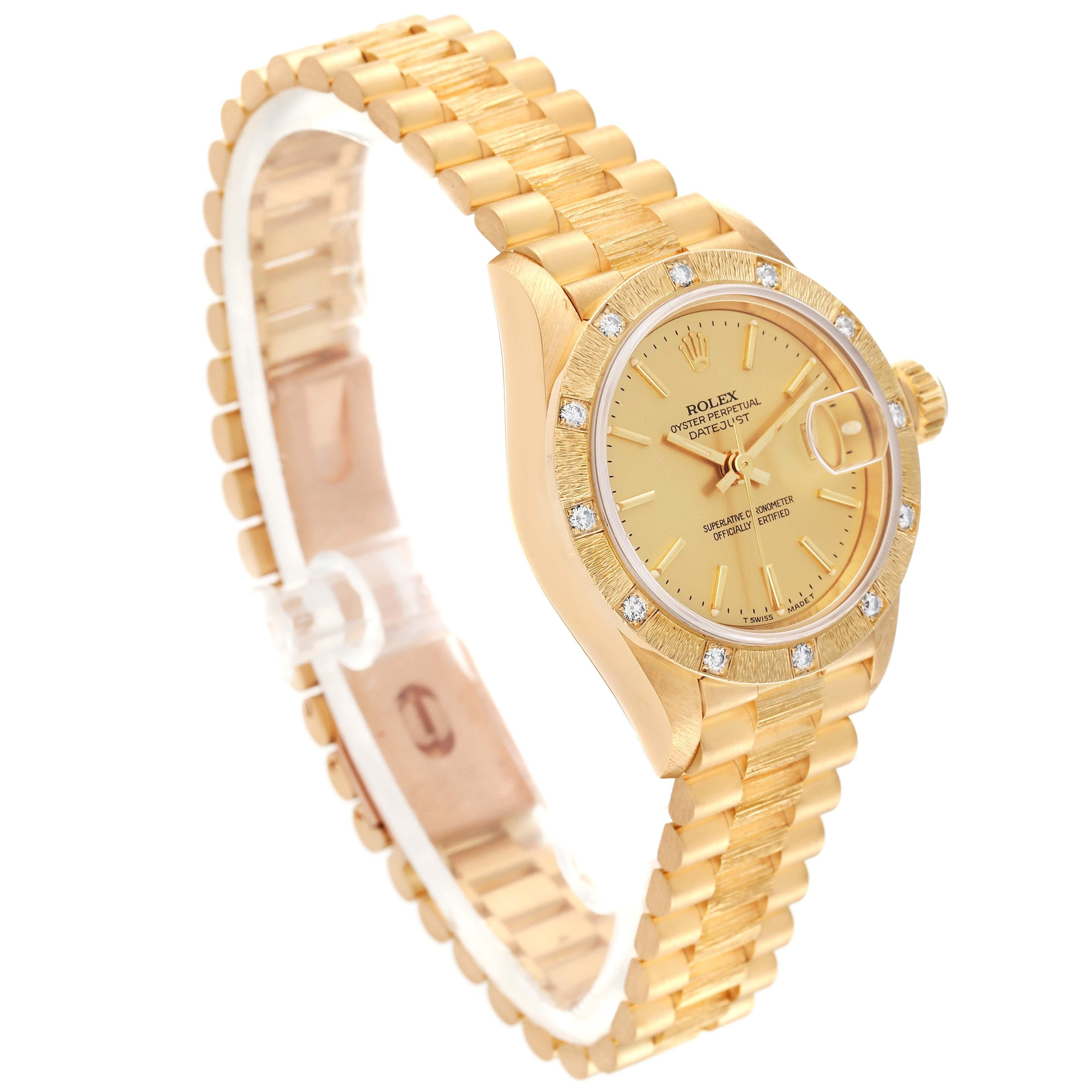Rolex President Datejust Yellow Gold Diamond Ladies Watch 69288 Box Papers For Sale 2