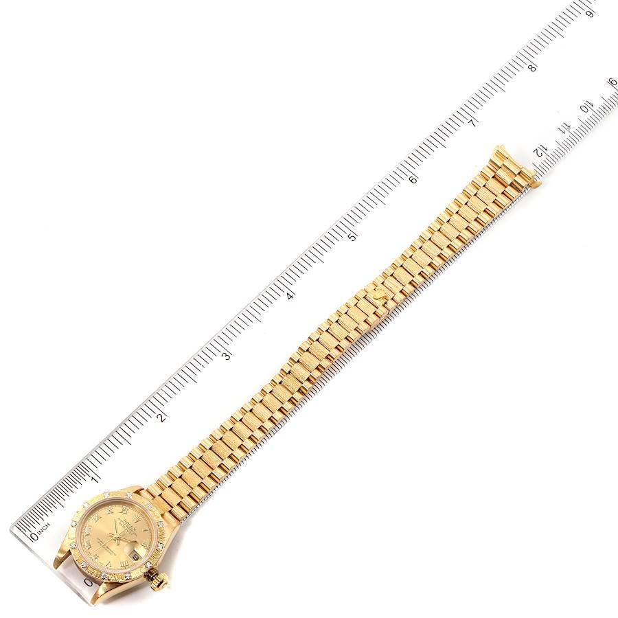 Rolex President Datejust Yellow Gold Diamond Ladies Watch 69288 For Sale 6