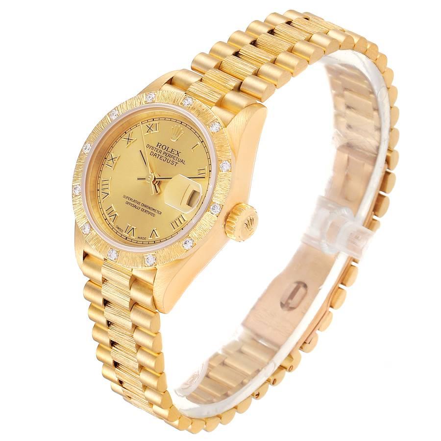 Rolex President Datejust Yellow Gold Diamond Ladies Watch 69288 In Excellent Condition For Sale In Atlanta, GA