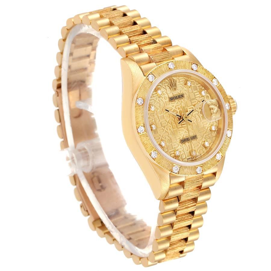 Rolex President Datejust Yellow Gold Diamond Ladies Watch 69288 In Excellent Condition In Atlanta, GA