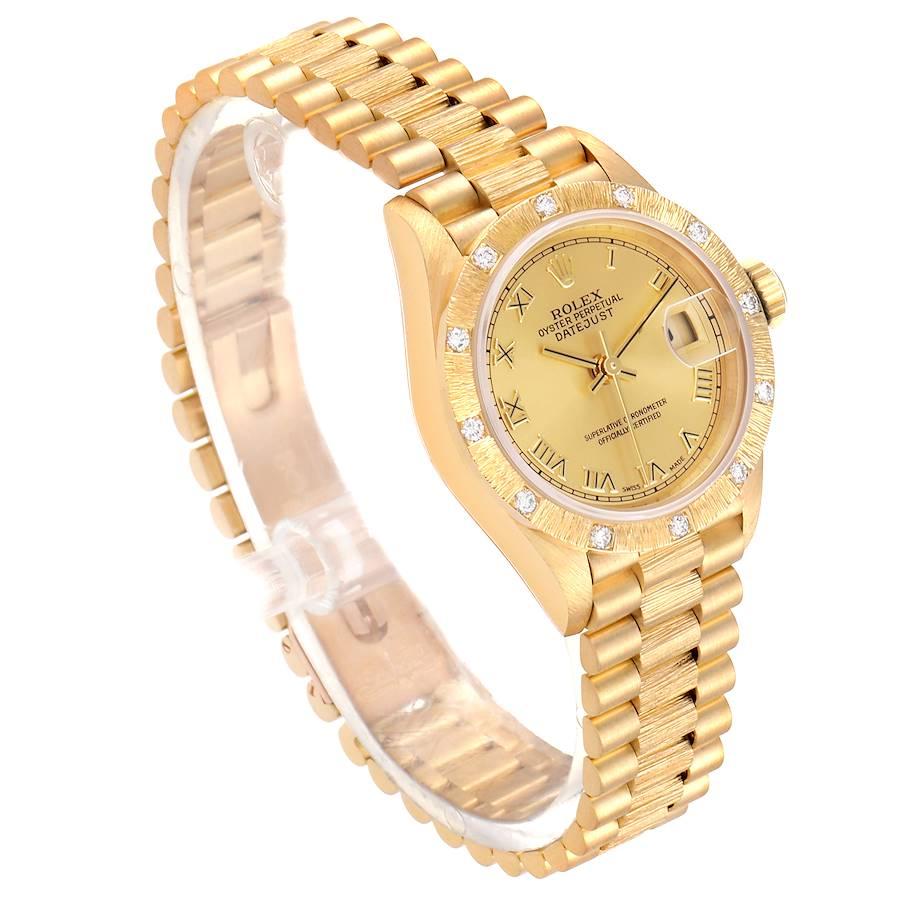 Women's Rolex President Datejust Yellow Gold Diamond Ladies Watch 69288 For Sale