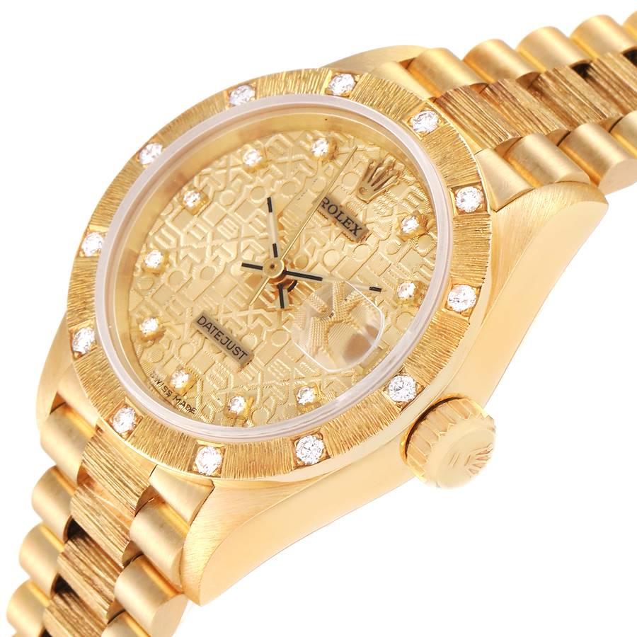 Rolex President Datejust Yellow Gold Diamond Ladies Watch 69288 1