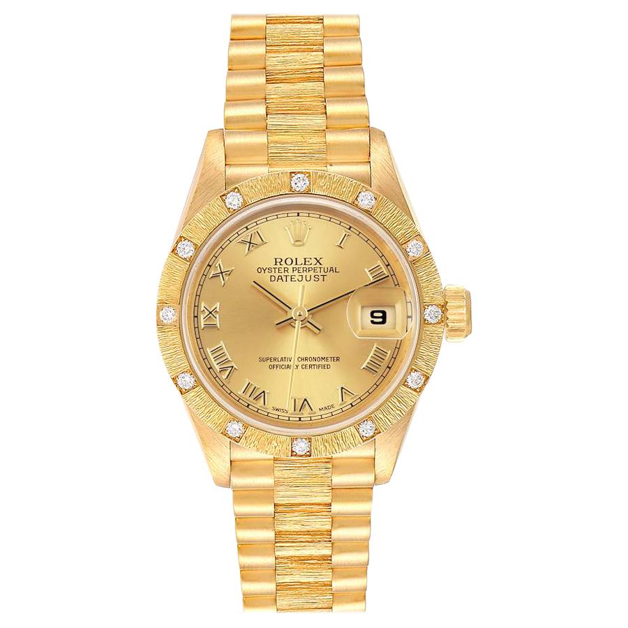 Rolex President Datejust Yellow Gold Diamond Ladies Watch 69288 For Sale