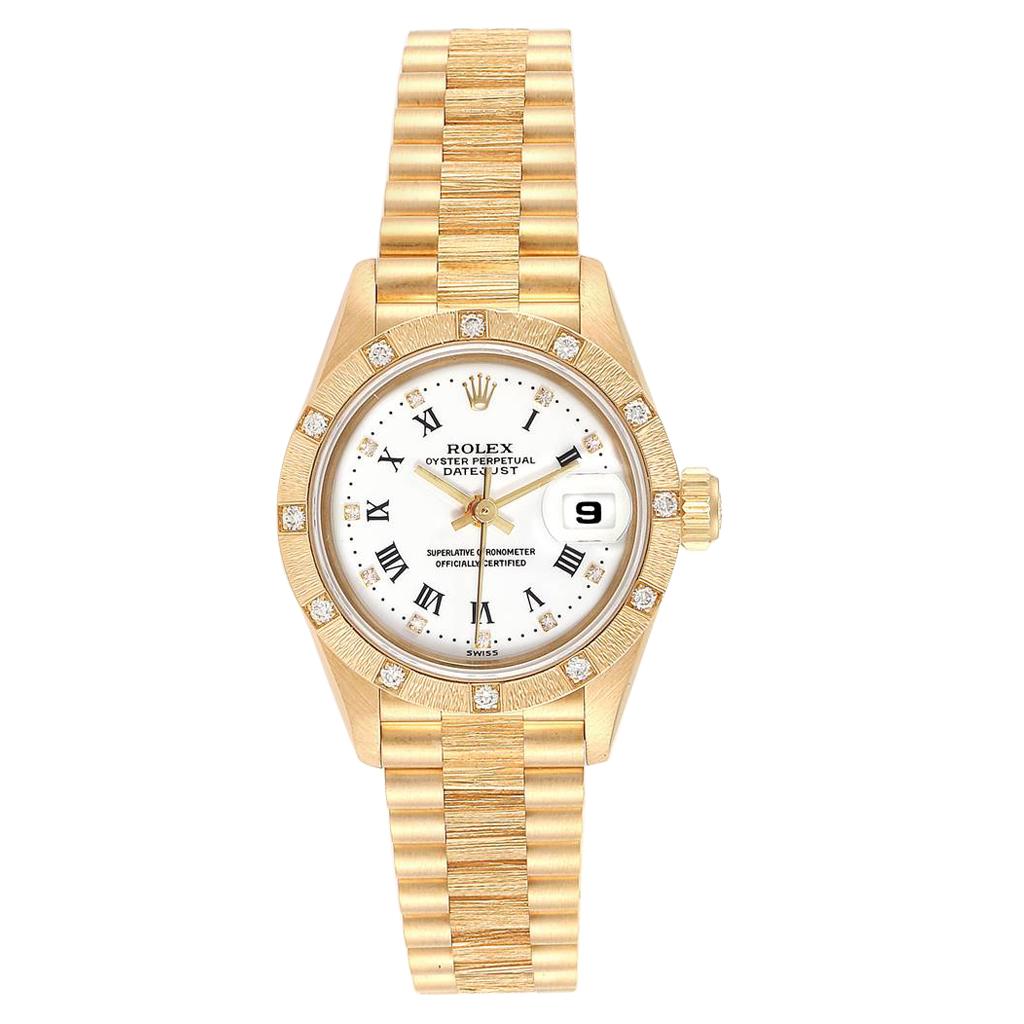 Rolex President Datejust Yellow Gold Diamond Ladies Watch 69288 For Sale