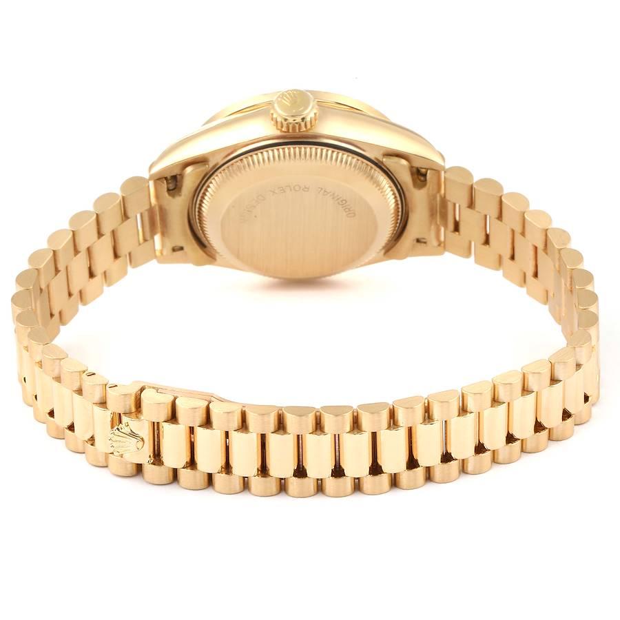 Rolex President Datejust Yellow Gold Diamond Rubies Ladies Watch 69138 For Sale 2