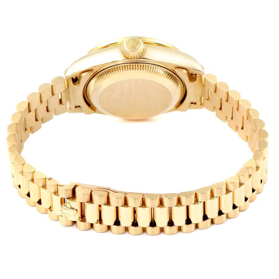 Rolex President Datejust Uhr aus Gelbgold mit Diamant und Rubin und Smaragd 69038 im Angebot 5