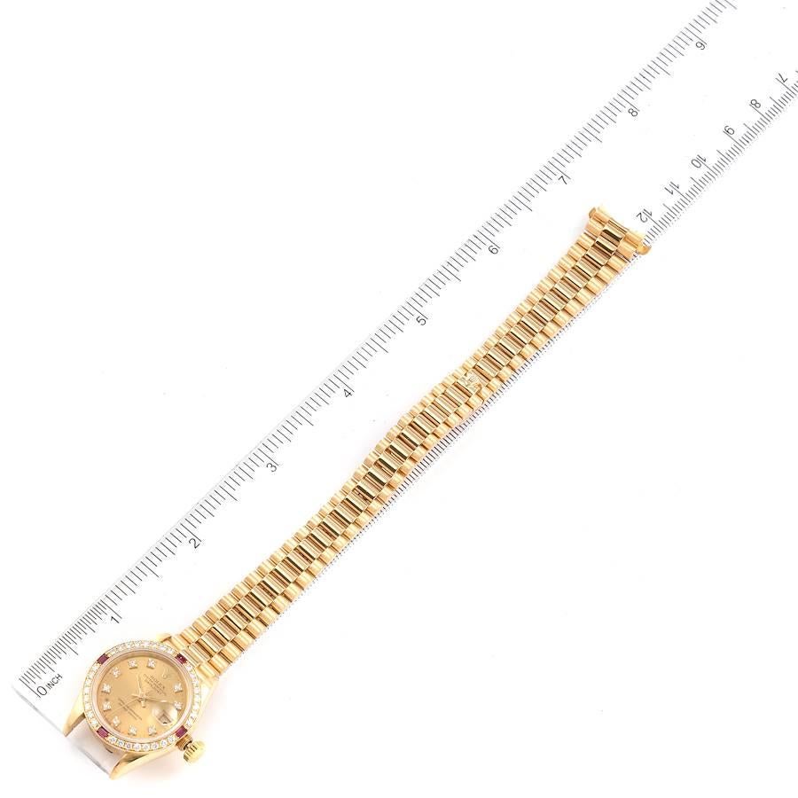 Rolex President Datejust Yellow Gold Diamond Ruby Ladies Watch 69068 3