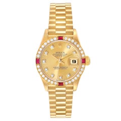 Rolex President Datejust Gelbgold Diamant-Rubin-Damenuhr 79068