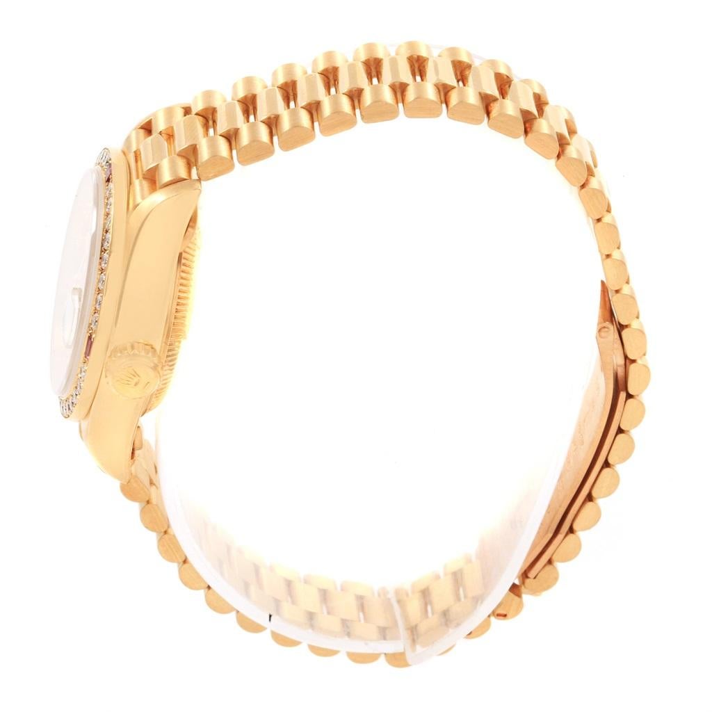 Rolex President Datejust Yellow Gold Diamonds Rubies Ladies Watch 69068 For Sale 5