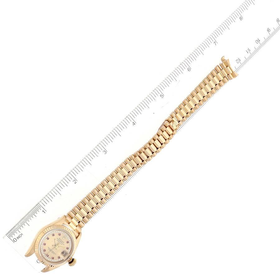 Rolex President Datejust Yellow Gold Diamonds Rubies Watch 69178 For Sale 5