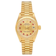 Rolex President Datejust Gelbgold Diamanten Rubine Uhr 69178