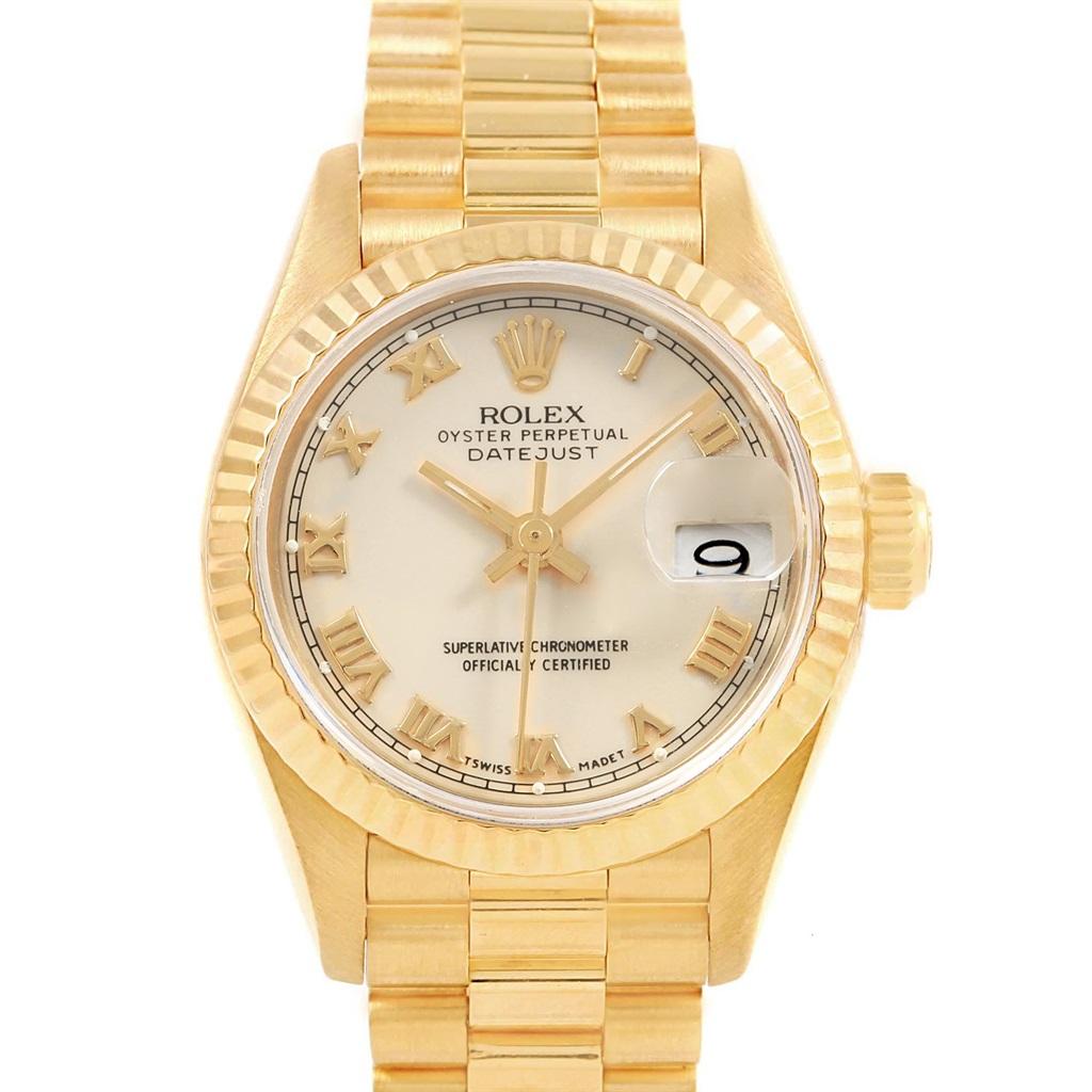 Rolex President Datejust Yellow Gold Ivory Dial Ladies Watch 69178 For Sale
