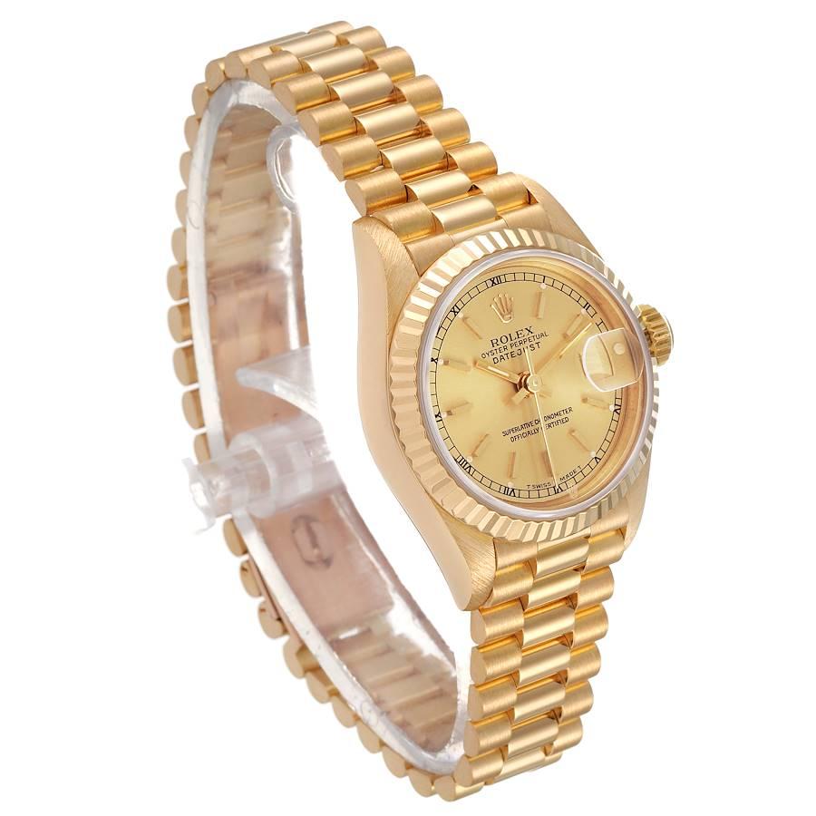 Rolex President Datejust Yellow Gold Ladies Watch 69178 Box Papers In Excellent Condition In Atlanta, GA