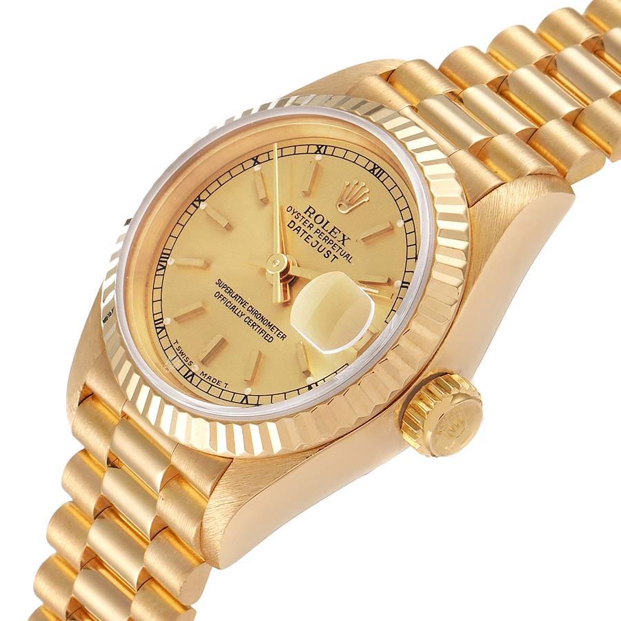 Women's Rolex President Datejust Yellow Gold Ladies Watch 69178 Box Papers