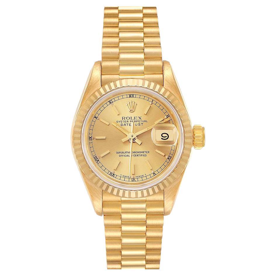 Rolex President Datejust Yellow Gold Ladies Watch 69178 Box Papers
