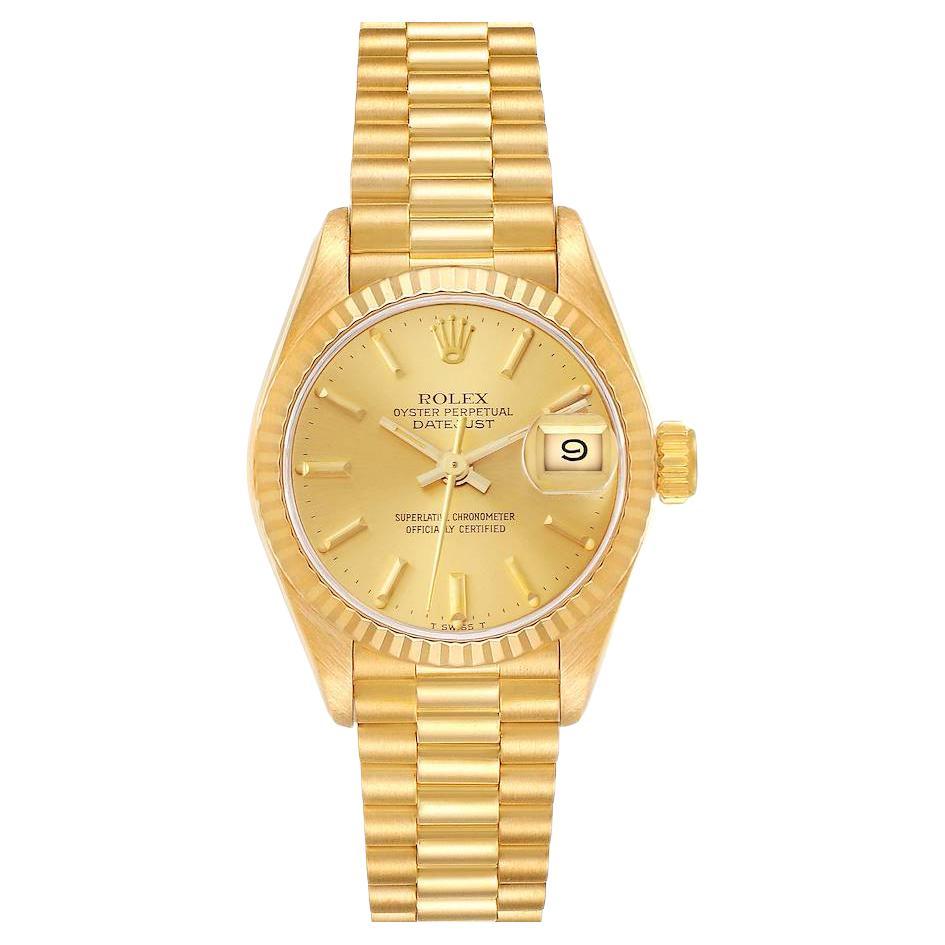 Rolex President Datejust Yellow Gold Pyramid Diamond Bezel Watch 69178 ...