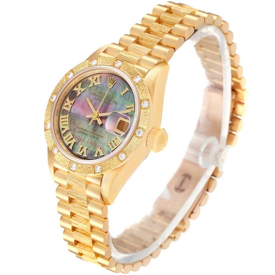 Women's Rolex President Datejust Yellow Gold MOP Diamond Ladies Watch 69288 For Sale