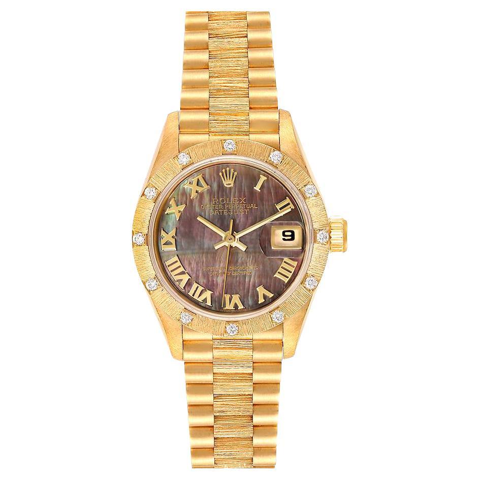 Rolex President Datejust Yellow Gold MOP Diamond Ladies Watch 69288 For Sale
