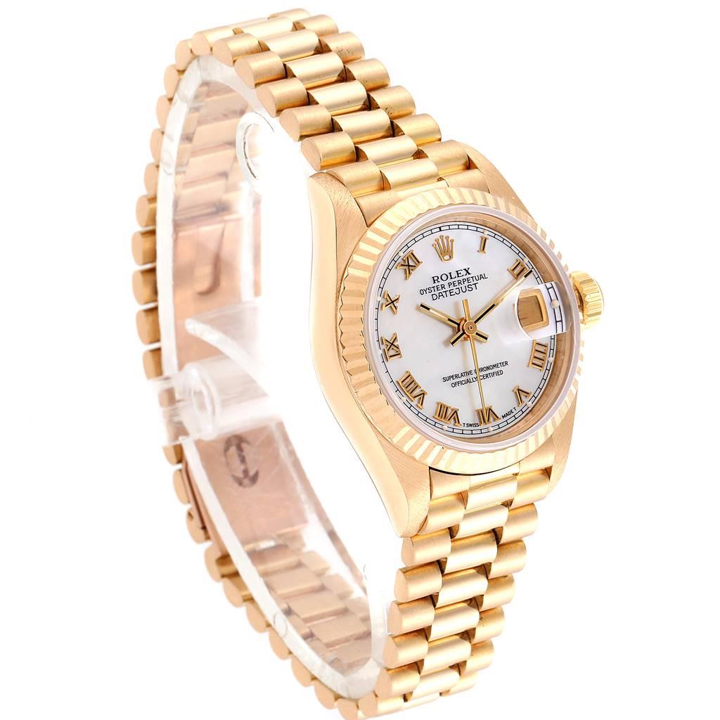Rolex President Datejust Yellow Gold Mother of Pearl Ladies Watch 69178 In Good Condition In Atlanta, GA