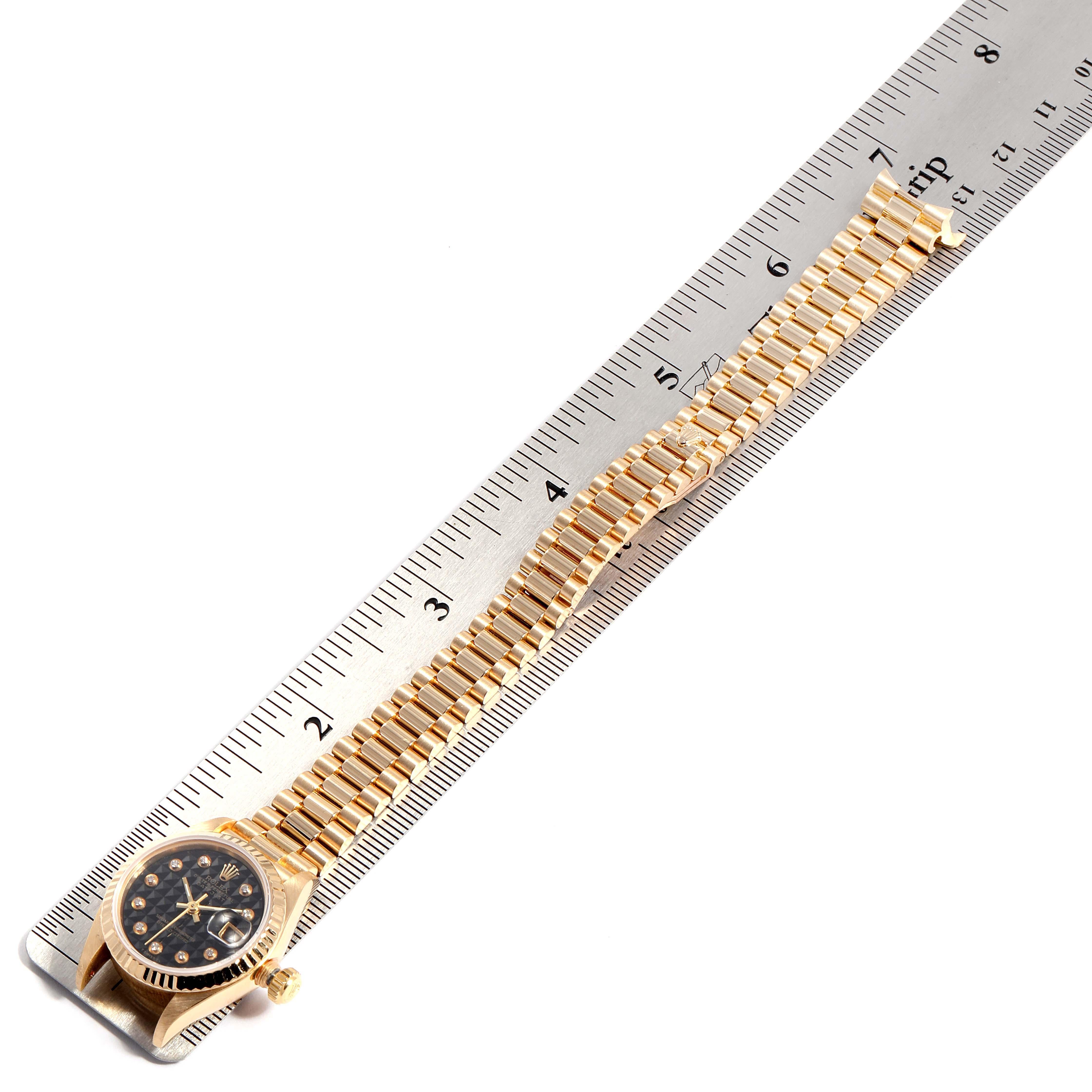 Rolex President Datejust Yellow Gold Onyx Diamond Dial Ladies Watch 69178 For Sale 6