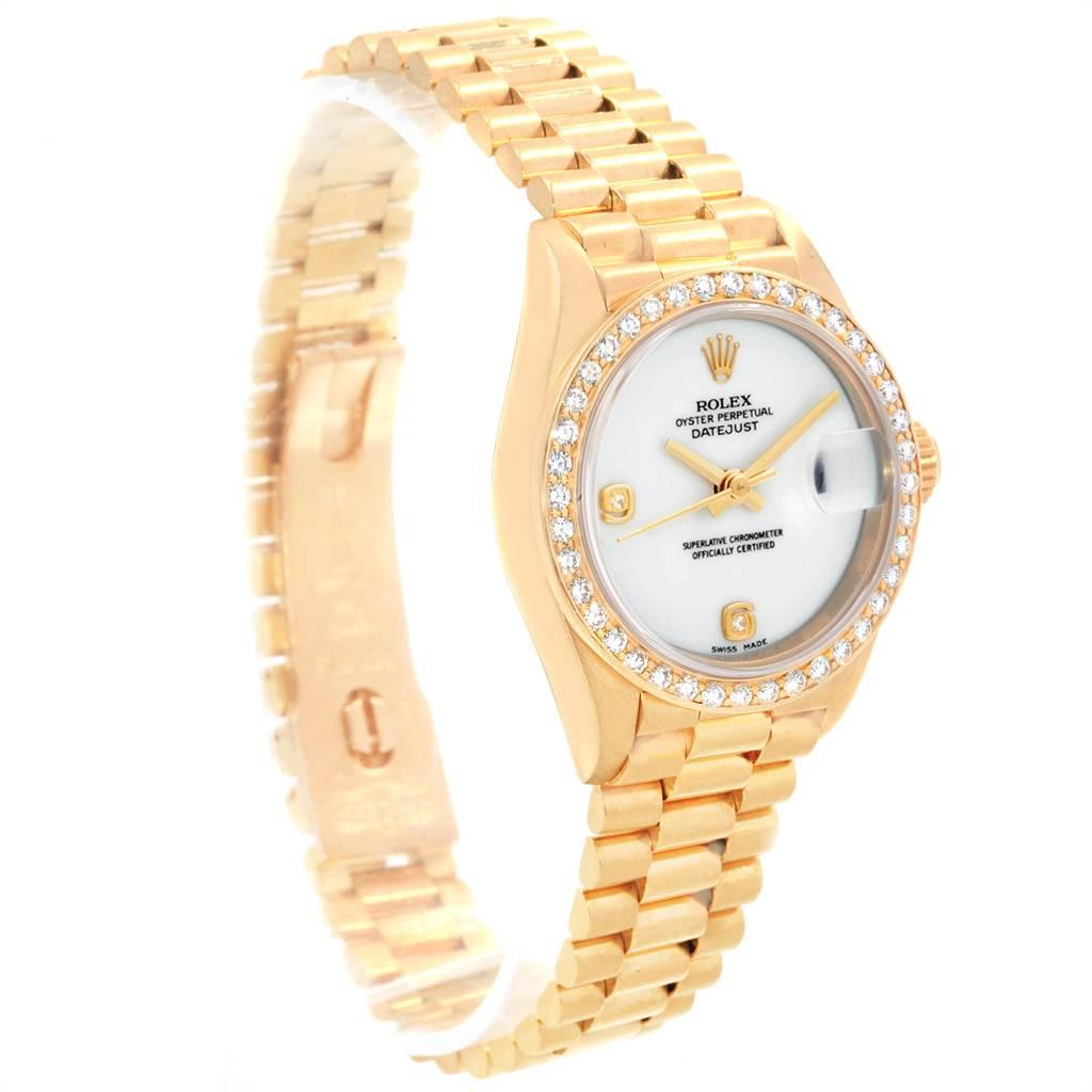 Women's Rolex President Datejust Yellow Gold Onyx Diamond Ladies Watch 69178