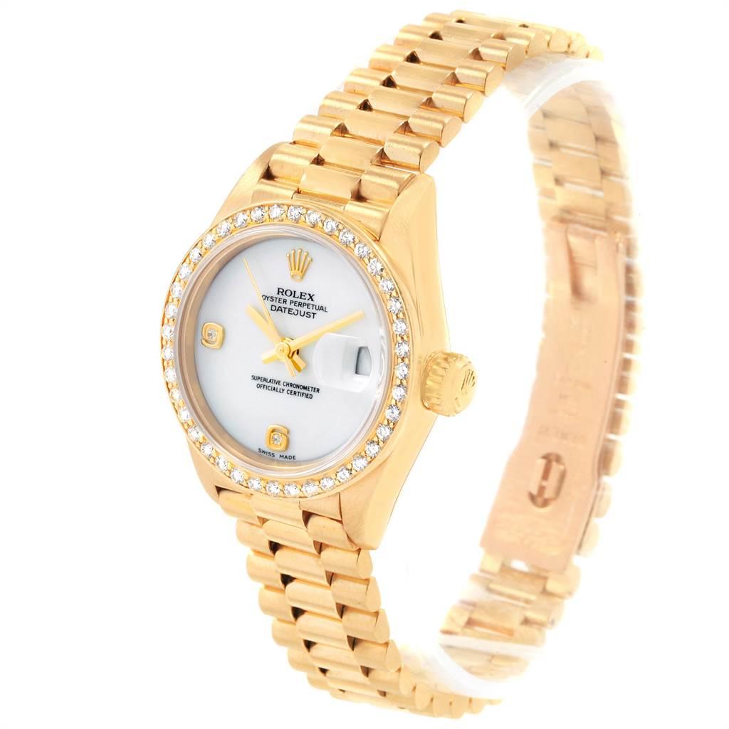 Rolex President Datejust Yellow Gold Onyx Diamond Ladies Watch 69178 1