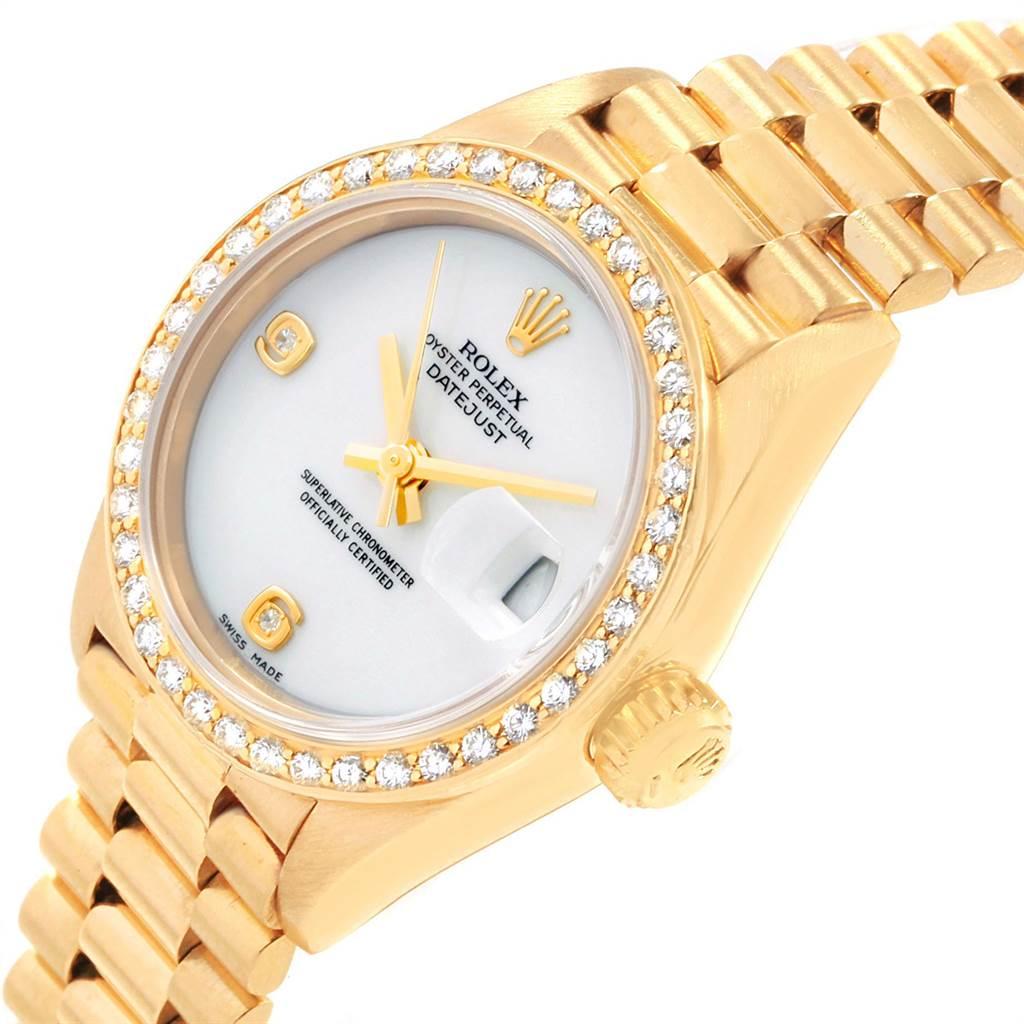 Rolex President Datejust Yellow Gold Onyx Diamond Ladies Watch 69178 2