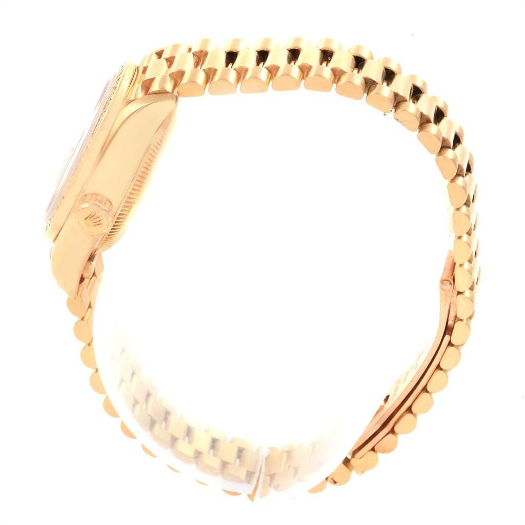 Rolex President Datejust Yellow Gold Onyx Diamond Ladies Watch 69178 3