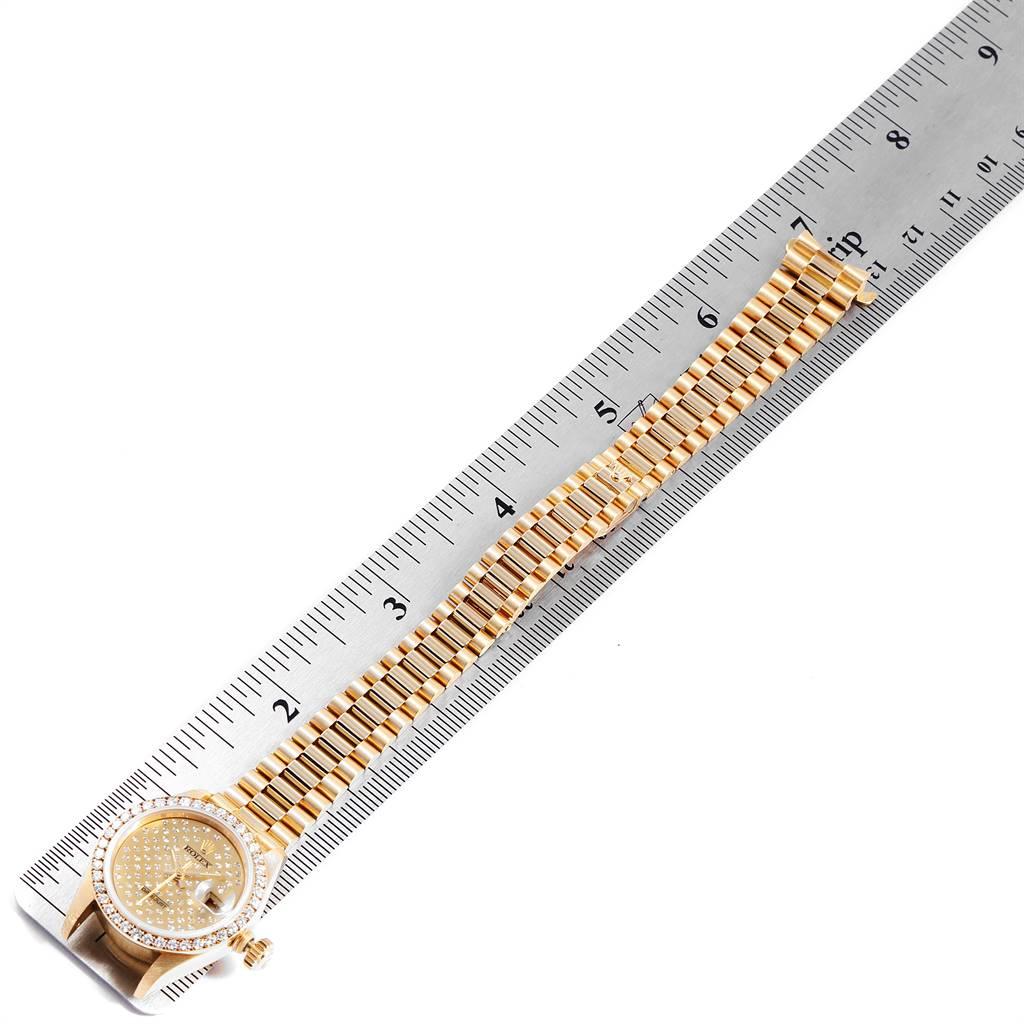 Rolex President Datejust Yellow Gold Pave Diamond Ladies Watch 69138 For Sale 5