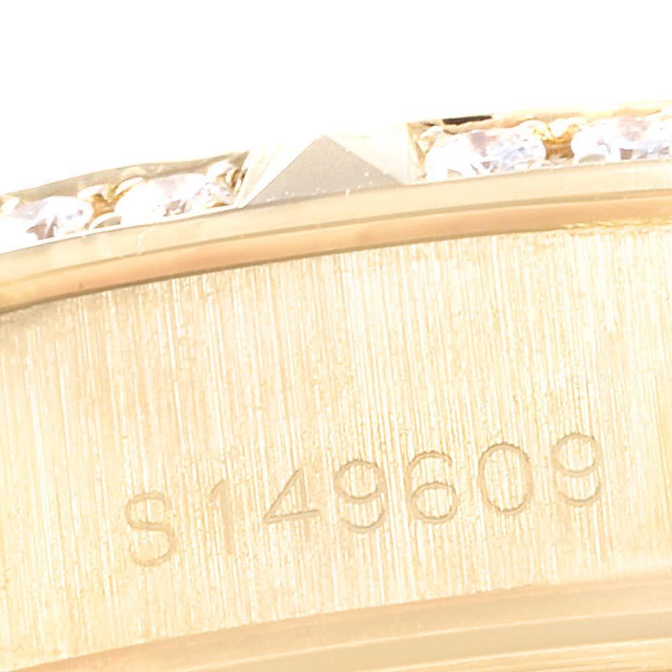 Women's Rolex President Datejust Yellow Gold Pyramid Diamond Bezel Watch 69258 For Sale