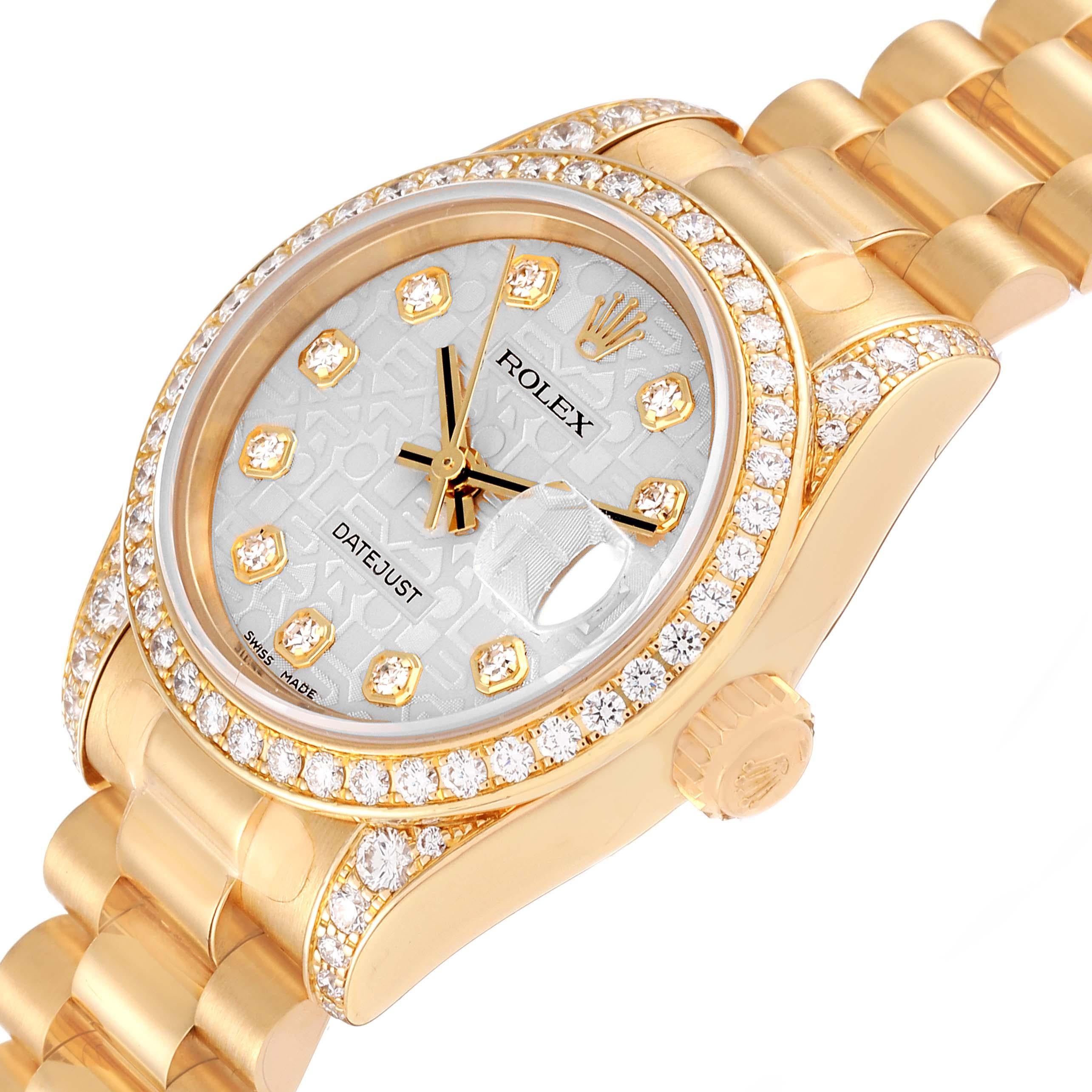 Women's Rolex President Datejust Yellow Gold Silver Diamond Dial Ladies Watch 179158