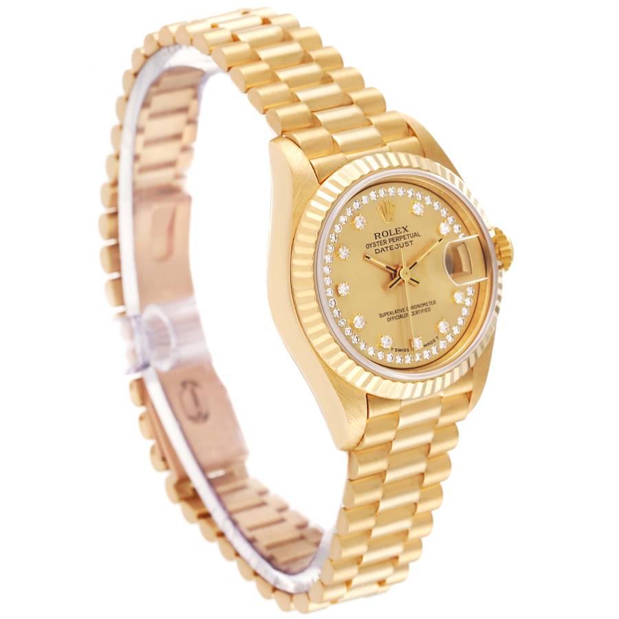 Rolex President Datejust Yellow Gold String Diamond Dial Ladies Watch 69178 In Excellent Condition In Atlanta, GA