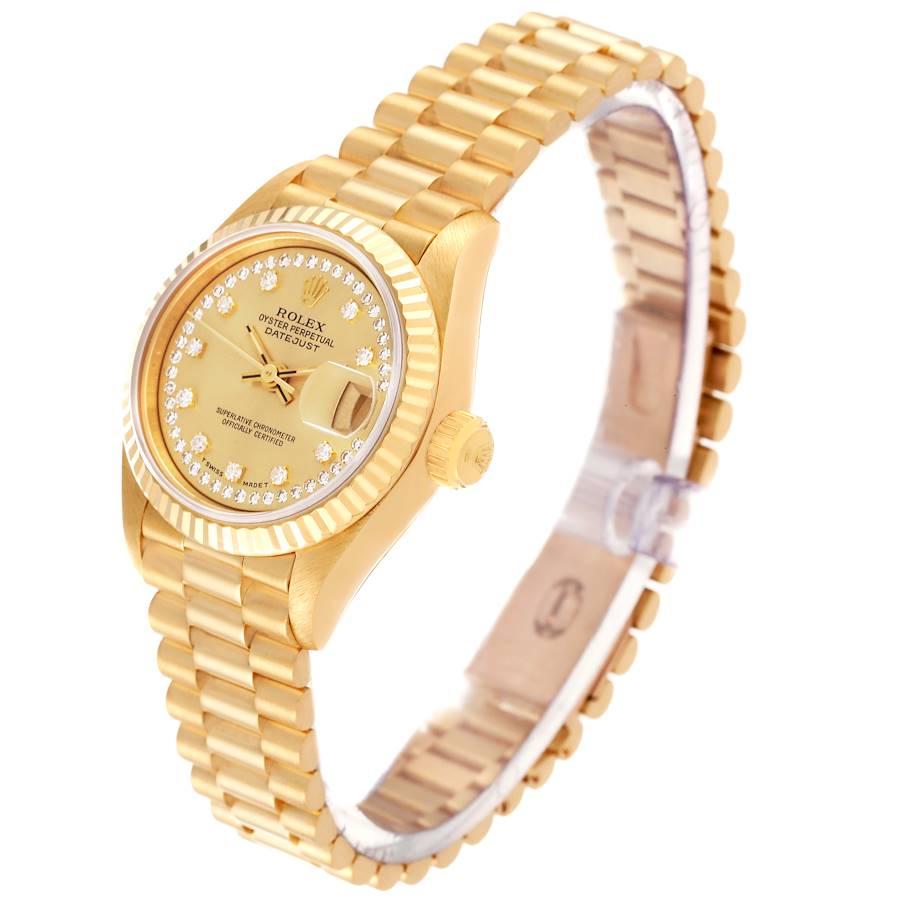 Women's Rolex President Datejust Yellow Gold String Diamond Dial Ladies Watch 69178