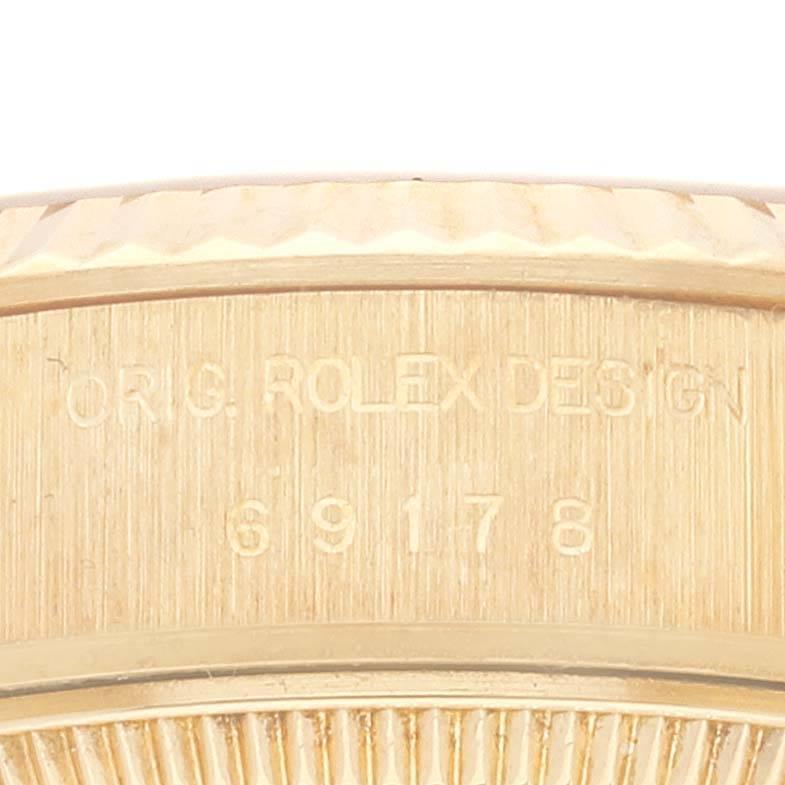 Rolex President Datejust Yellow Gold String Diamond Dial Ladies Watch 69178 2