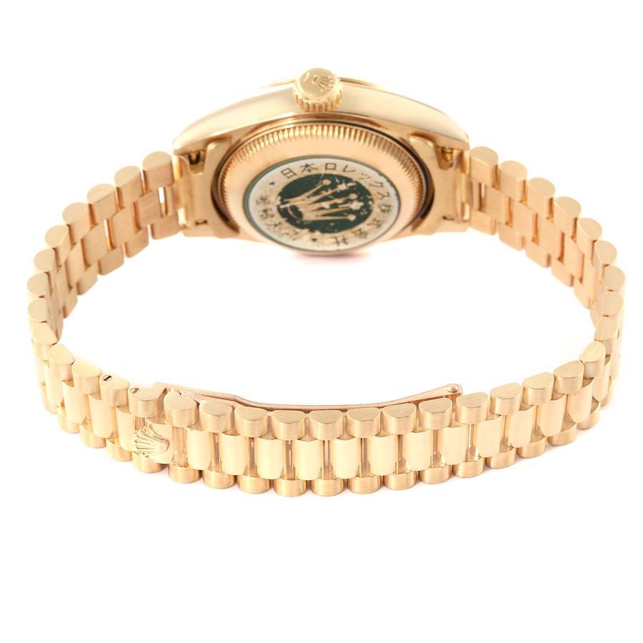 Rolex President Datejust Yellow Gold String Diamond Emerald Ladies Watch 69178 2