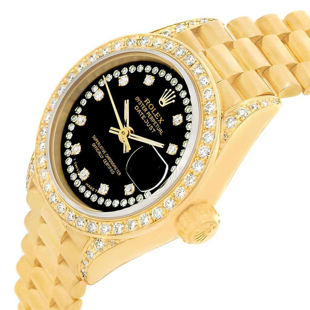 Women's Rolex President Datejust Yellow Gold String Diamond Ladies Watch 69238