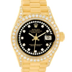 Rolex President Datejust Yellow Gold String Diamond Ladies Watch 69238